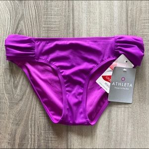 Athleta Shirred Bikini Bottom in Purple Jazz NWT